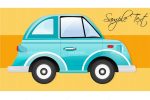 Illustrated Car on Stripe Background with Sample Text
